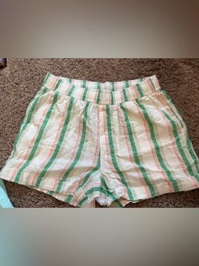 Old Navy White Shorts with Green & Pink Stripes